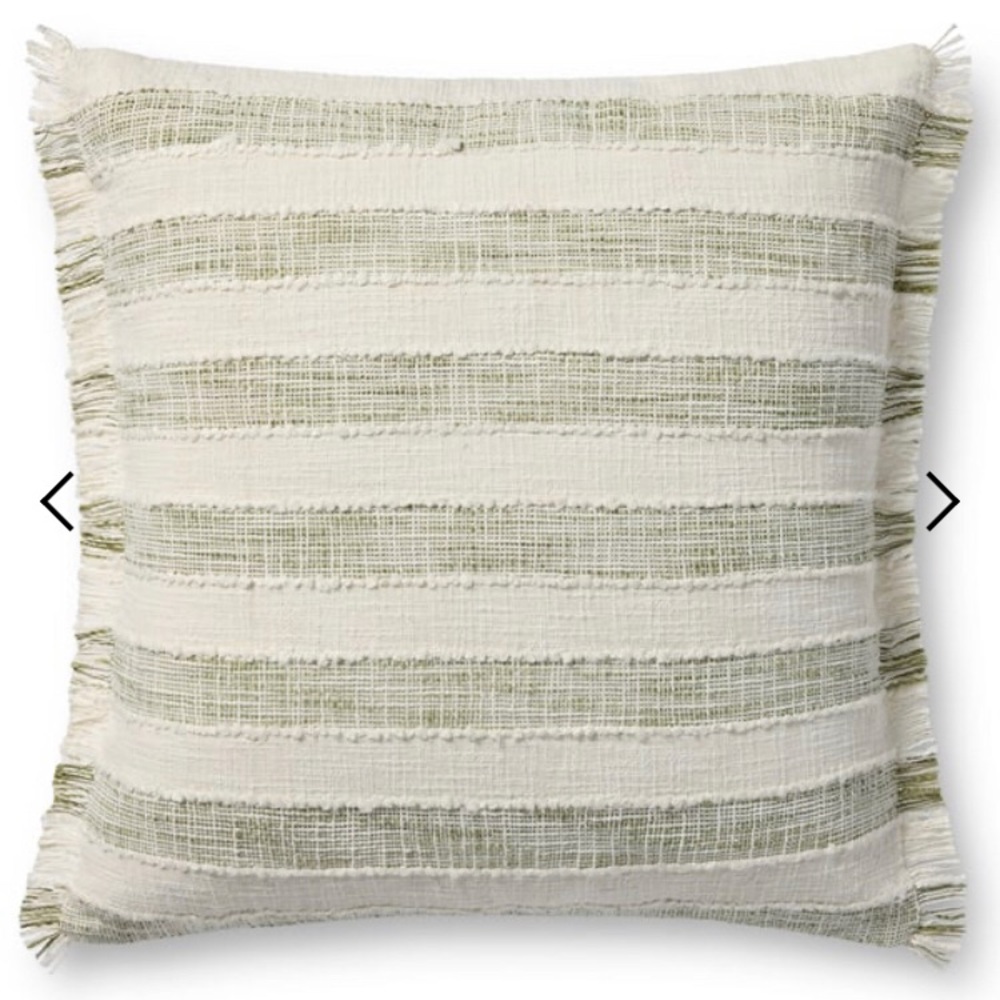 Loloi Green and Ivory Striped Throw Pillow